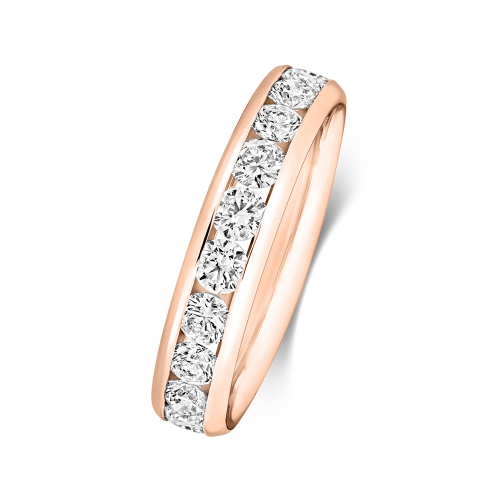 Channel Setting Round Rose Gold Eternalwhisper Eternity Diamond Rings