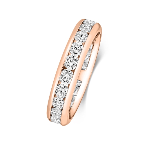 Channel Setting Round Rose Gold Luminouswave Eternity Engagement Rings