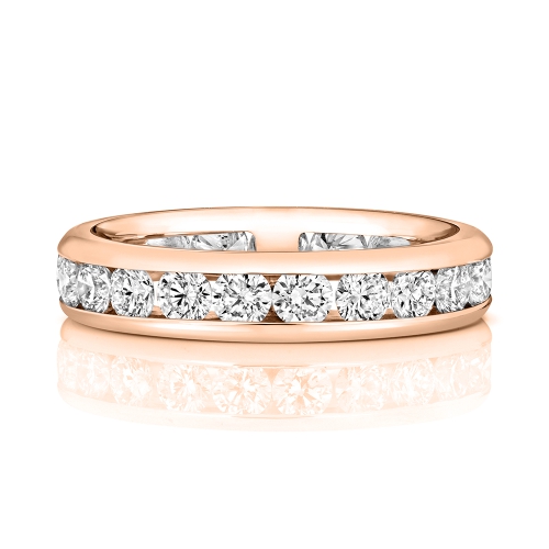 Channel Setting Round Rose Gold Luminouswave Eternity Engagement Rings