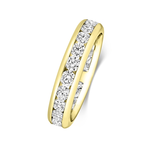 Channel Setting Round Yellow Gold Luminouswave Eternity Engagement Rings