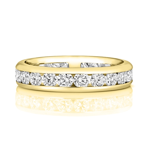 Channel Setting Round Yellow Gold Luminouswave Eternity Engagement Rings