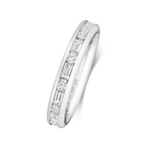 Channel Setting Round/Baguette Elysian Half Eternity Diamond Rings