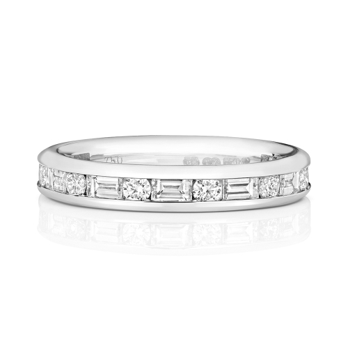 Channel Setting Round/Baguette Elysian Half Eternity Diamond Rings