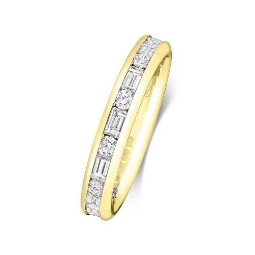 Channel Setting Round/Baguette Yellow Gold Elysian Eternity Diamond Rings