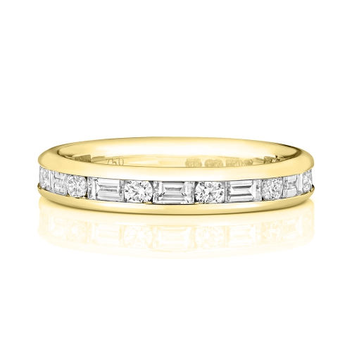 Channel Setting Round/Baguette Yellow Gold Elysian Eternity Diamond Rings