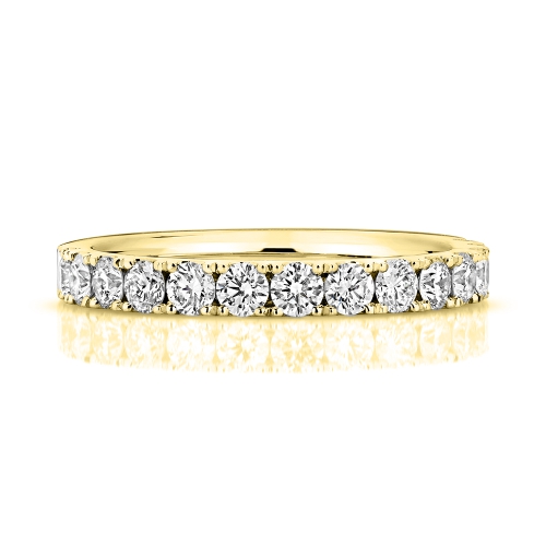 4 Prong Round Yellow Gold Whisperglow Eternity Engagement Rings