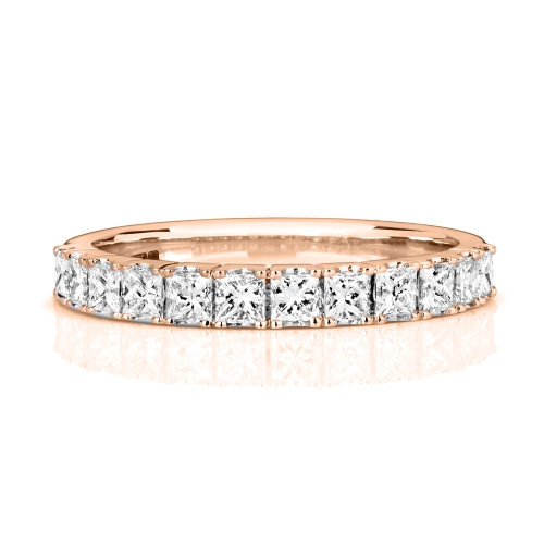 4 Prong Princess Rose Gold Idsignet Eternity Diamond Rings