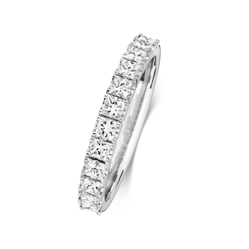 4 Prong Princess Idsignet Moissanite Eternity Diamond Rings