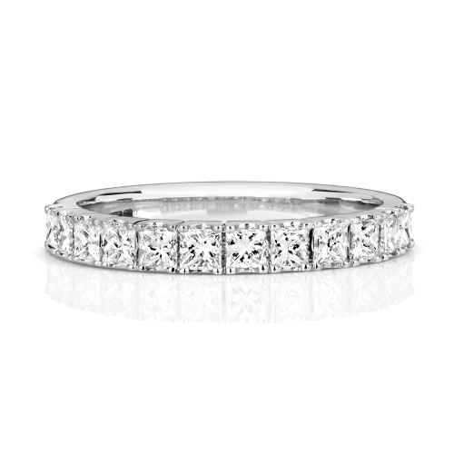 4 Prong Princess Idsignet Moissanite Eternity Diamond Rings