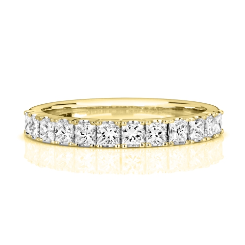 4 Prong Princess Yellow Gold Idsignet Eternity Diamond Rings