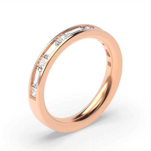 Channel Setting Princess/Baguette Rose Gold Sparkstud Eternity Diamond Rings