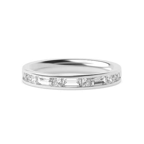Channel Setting Princess/Baguette Sparkstud Moissanite Eternity Diamond Rings