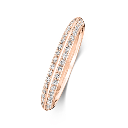4 Prong Round Rose Gold Knife egde Eternity Engagement Rings