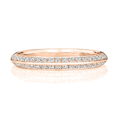 4 Prong Round Rose Gold Knife egde Eternity Engagement Rings