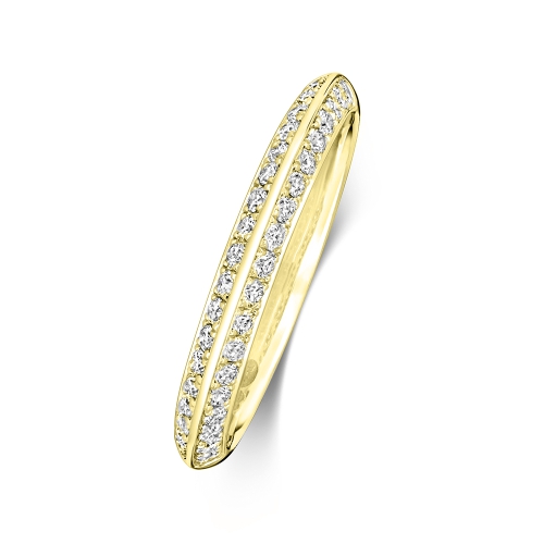 4 Prong Round Yellow Gold Knife egde Eternity Engagement Rings