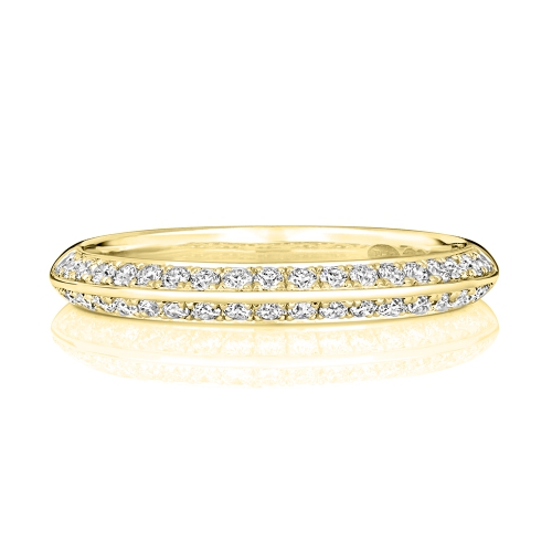 4 Prong Round Yellow Gold Knife egde Eternity Engagement Rings