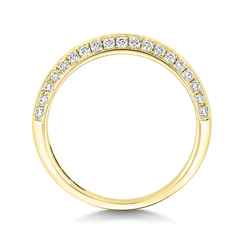 4 Prong Round Yellow Gold Knife egde Eternity Engagement Rings