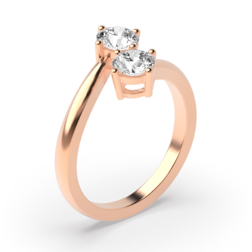 4 Prong Round Rose Gold Two Toi Et Moi Engagement Rings