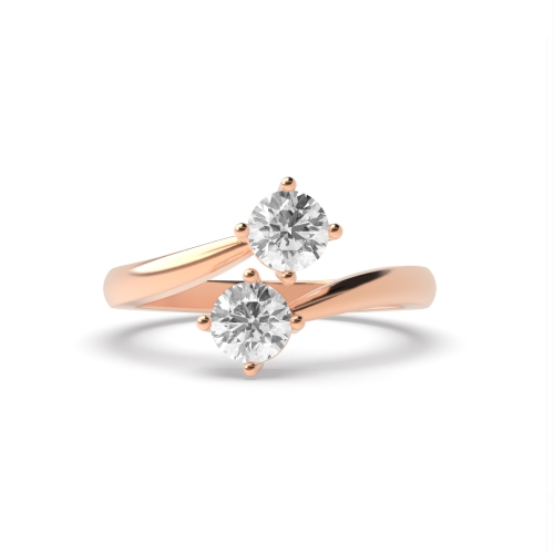4 Prong Round Rose Gold Two Toi Et Moi Engagement Rings