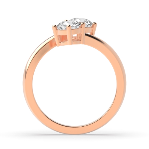 4 Prong Round Rose Gold Two Toi Et Moi Engagement Rings