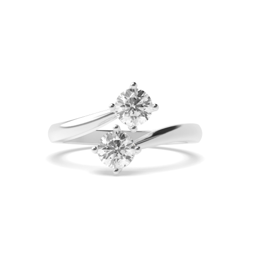 4 Prong Round Silver Two Toi Et Moi Engagement Rings