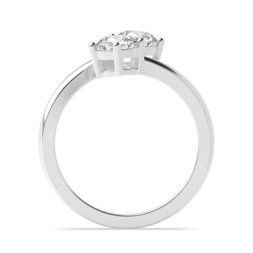 4 Prong Round Silver Two Toi Et Moi Engagement Rings
