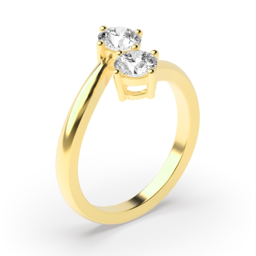 4 Prong Round Yellow Gold Two Unique Engagement Rings