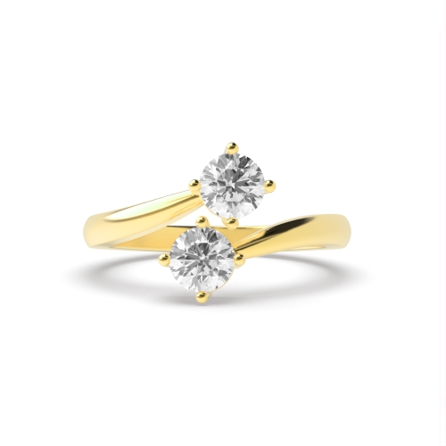 4 Prong Round Yellow Gold Two Unique Engagement Rings