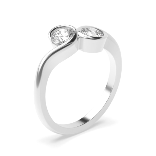 Buy Half Bezel Setting Round Shape Two Stone Ring - Abelini