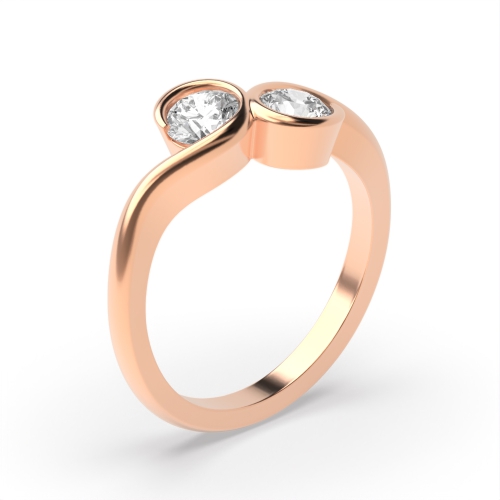 Bezel Setting Round Rose Gold Two Unusual Engagement Rings