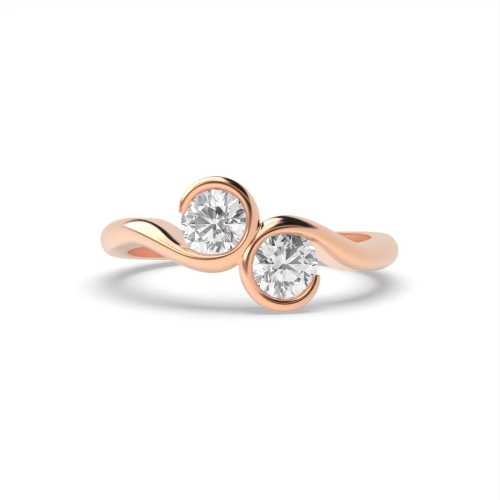 Bezel Setting Round Rose Gold Two Unusual Engagement Rings