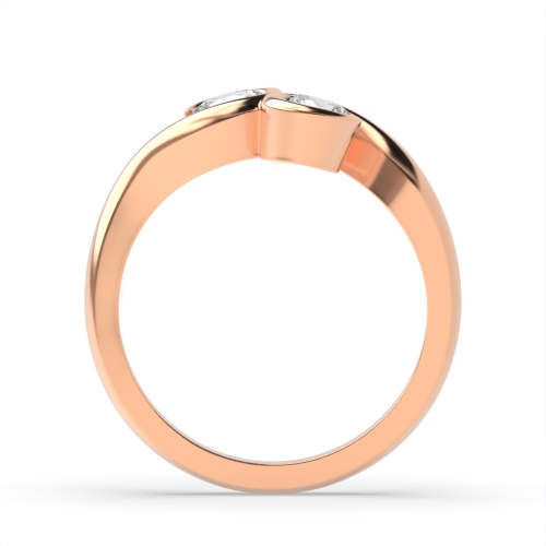 Bezel Setting Round Rose Gold Two Unusual Engagement Rings