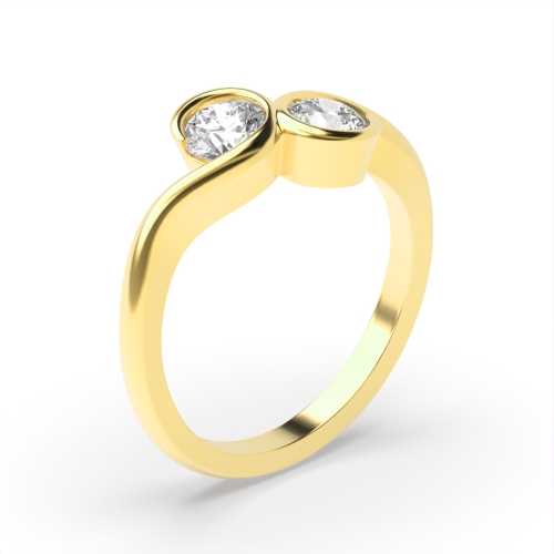 Bezel Setting Round Yellow Gold Two Unique Engagement Rings