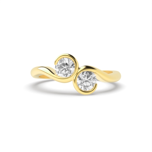 Bezel Setting Round Yellow Gold Two Unique Engagement Rings