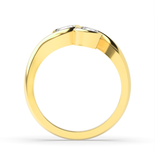 Bezel Setting Round Yellow Gold Two Unique Engagement Rings