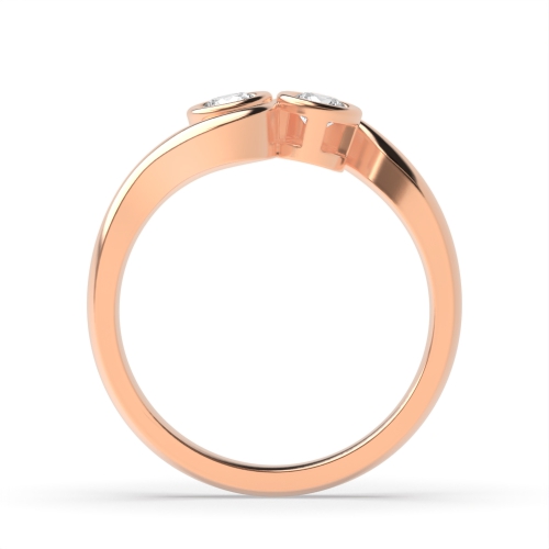 Bezel Setting Round Rose Gold wrap around Toi Et Moi Engagement Rings