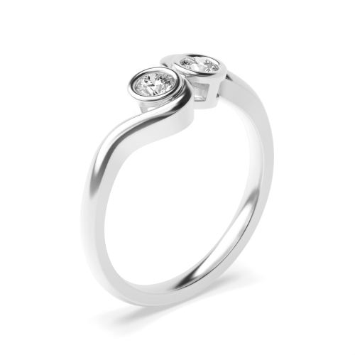 Bezel Setting Round Silver wrap around Toi Et Moi Engagement Rings