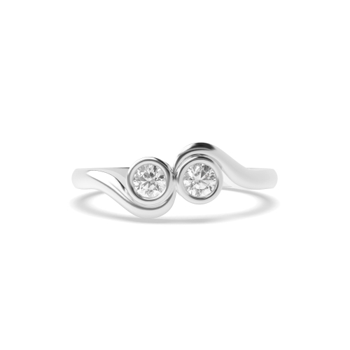 Bezel Setting Round Silver wrap around Toi Et Moi Engagement Rings