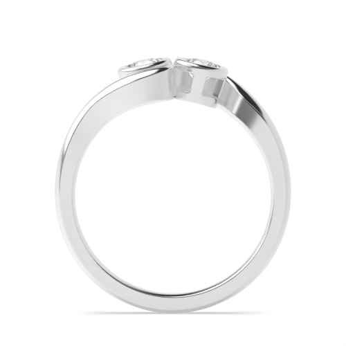 Bezel Setting Round Silver wrap around Toi Et Moi Engagement Rings