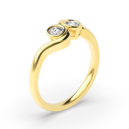 Bezel Setting Round Yellow Gold wrap around Unique Engagement Rings