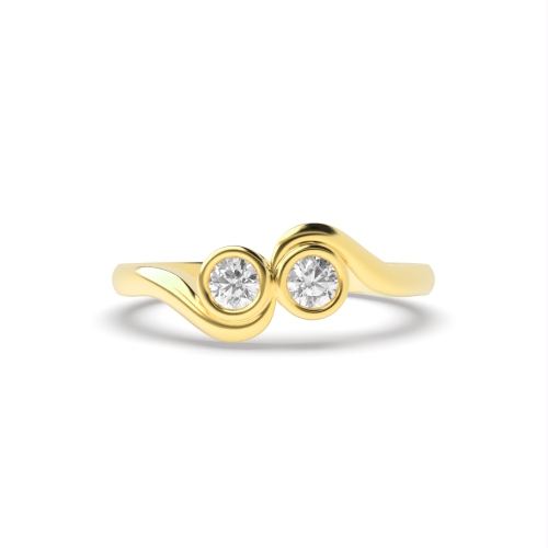 Bezel Setting Round Yellow Gold wrap around Unique Engagement Rings