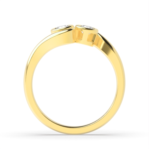 Bezel Setting Round Yellow Gold wrap around Unique Engagement Rings