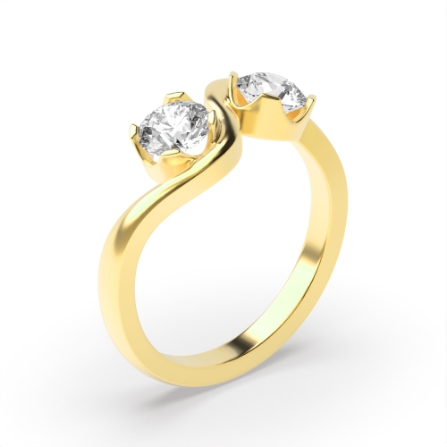 4 Prong Round Yellow Gold Unique Diamond Rings