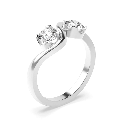 4 Prong Round Wave two Engagement Rings