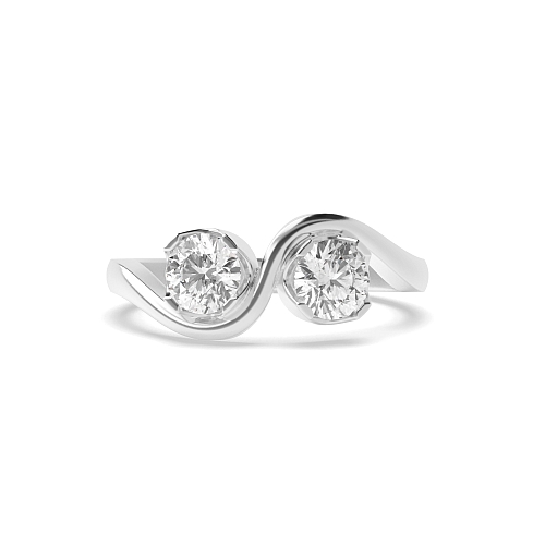 4 Prong Round Wave two Engagement Rings