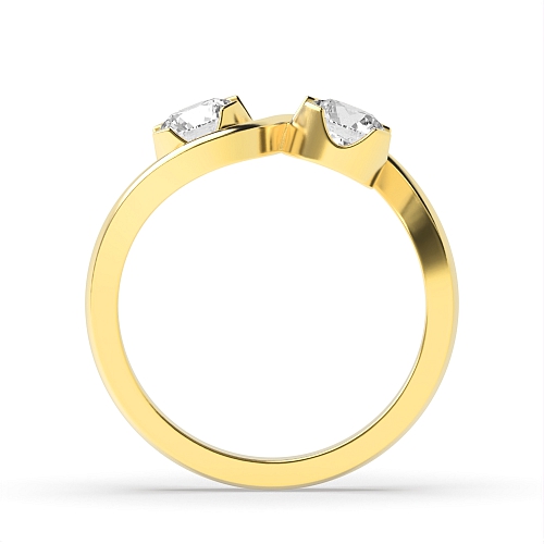 4 Prong Round Yellow Gold Wave two Unique Engagement Rings