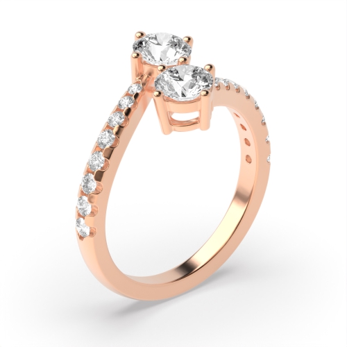 4 Prong Round Rose Gold Side two Unusual Engagement Rings