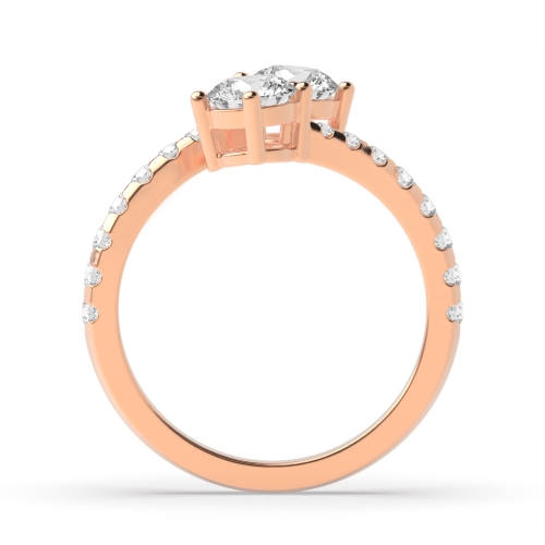 4 Prong Round Rose Gold Side two Unusual Engagement Rings