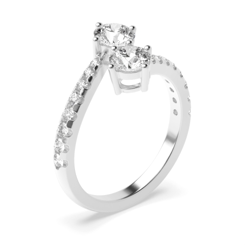 4 Prong Round Silver Side two Unusual Engagement Rings