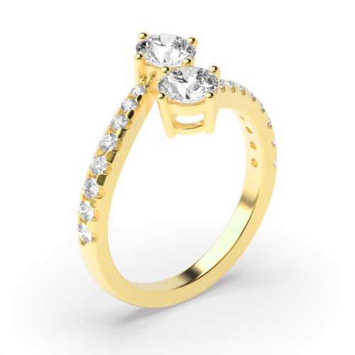 4 Prong Round Yellow Gold Side two Unique Engagement Rings